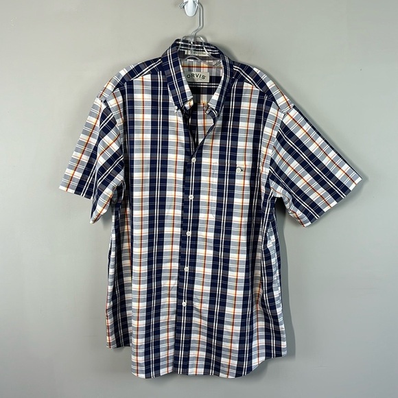 ORVIS Plaid Button Down Short Sleeve Shirt Size L - Picture 3 of 12